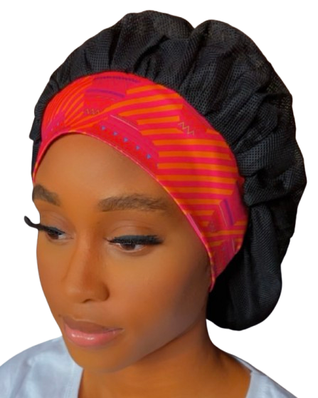 Breathable Hair Bonnet - Aztec Afrique (Standard Satin Band) Air Bonnet