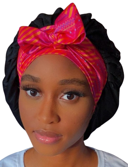 Breathable Hair Bonnet Aztec Afrique  (Adjustable Satin Tie)  Air Bonnet
