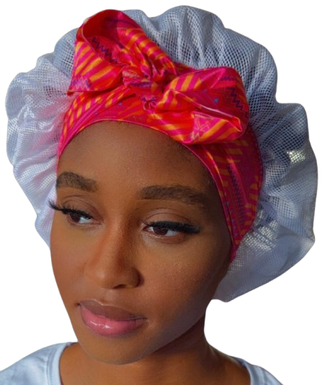 Breathable Hair Bonnet Aztec Afrique  (Adjustable Satin Tie)  Air Bonnet