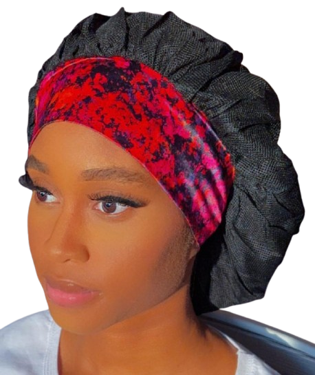 Breathable Satin Hair Bonnet  - Cloudy Blossom (Standard Band) Air Bonnet