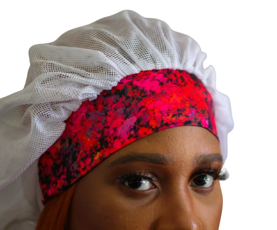 Breathable Satin Hair Bonnet  - Cloudy Blossom (Standard Band) Air Bonnet