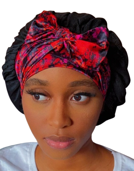 Breathable Satin Hair Bonnet  - Cloudy Blossom (Adjustable Tie) Air Bonnet