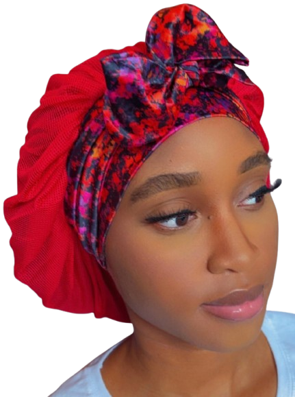Breathable Satin Hair Bonnet  - Cloudy Blossom (Adjustable Tie) Air Bonnet
