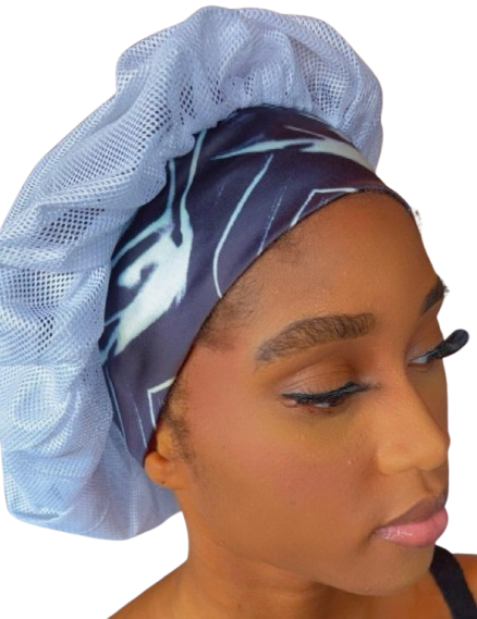 Breathable sleep cap - Marble Noir (Standard Satin Band) Air Bonnet